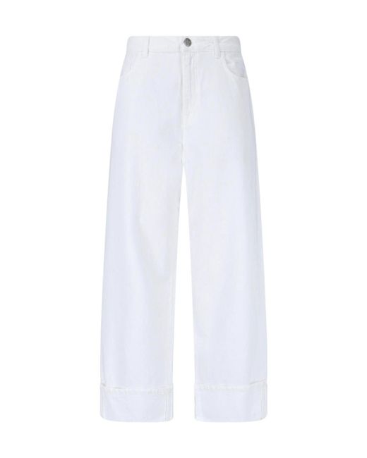 Rohe White Wide-Leg Cuffed Jeans