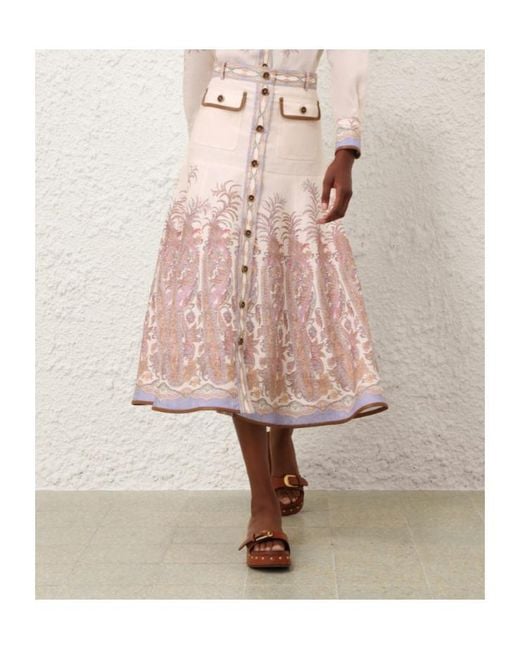 Zimmermann Pink Alchemy A-Line Skirt