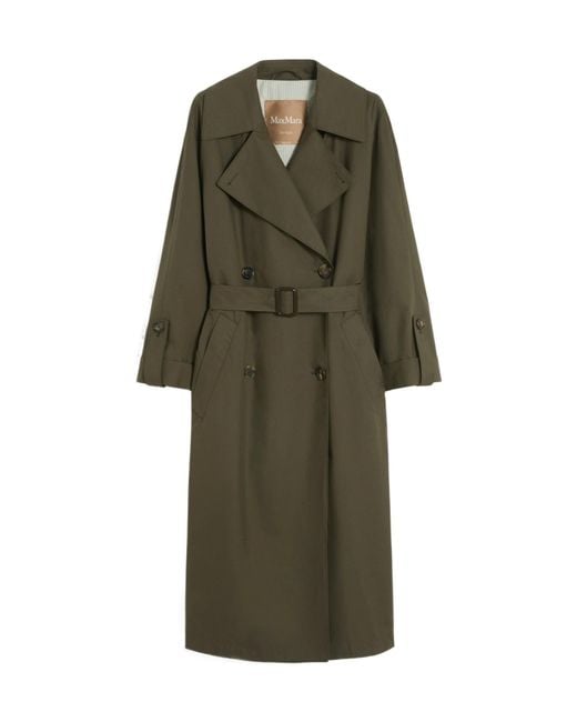 Max Mara Green Water-Repellent Gabardine Trench Coat