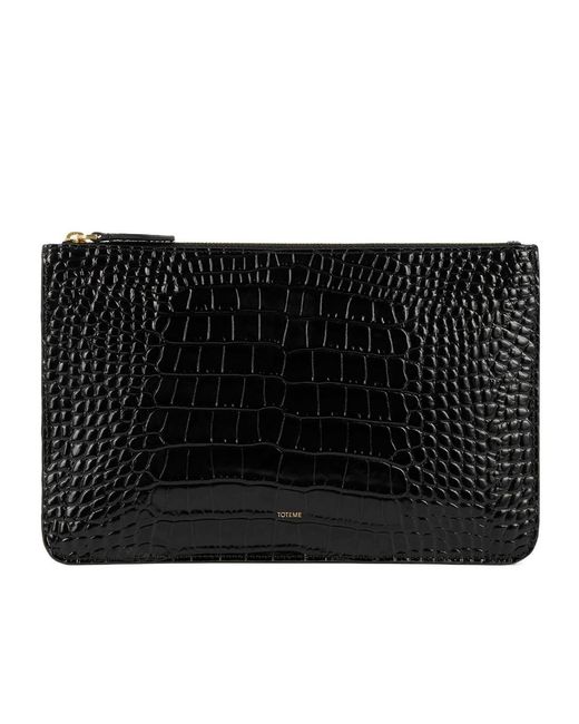 Totême Black Totême Threefold Embossed Clutch Bag
