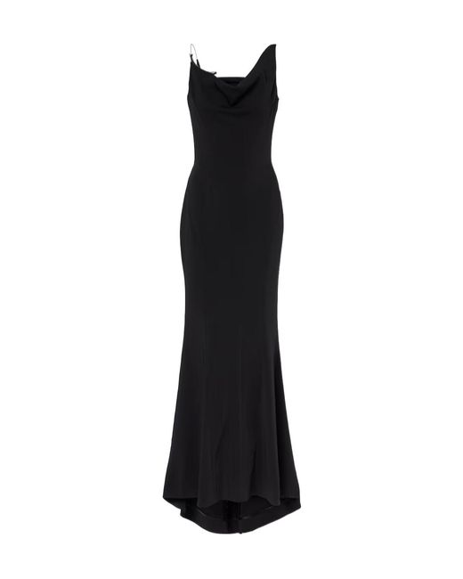 Mugler Black Asymmetric Crepe Dress Skirt