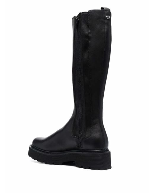 Cult Gaia Black Chunky Leather Knee-Length Boots