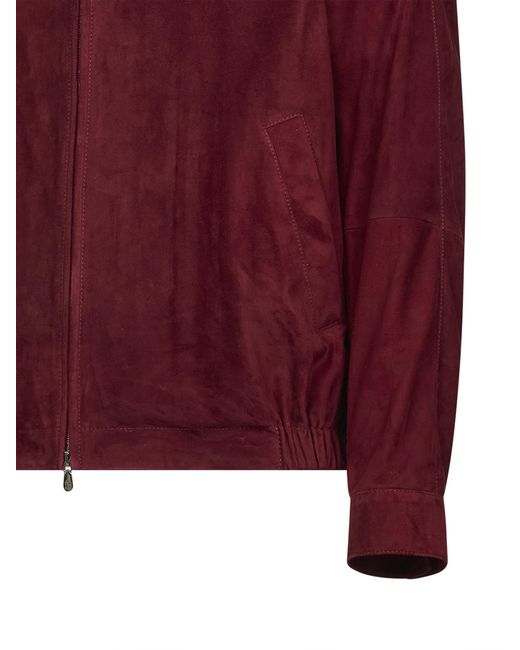Brunello Cucinelli Red Stand Collar Unlined Jacket for men