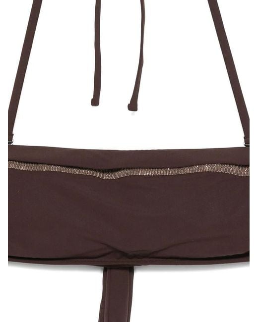 Brunello Cucinelli Brown Lace-Up Bikini