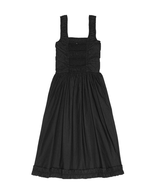 Ganni Black Cotton Strap Dress