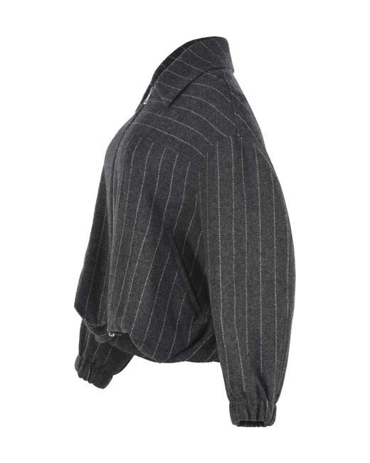 Alysi Gray Striped Zip-Up Jacket
