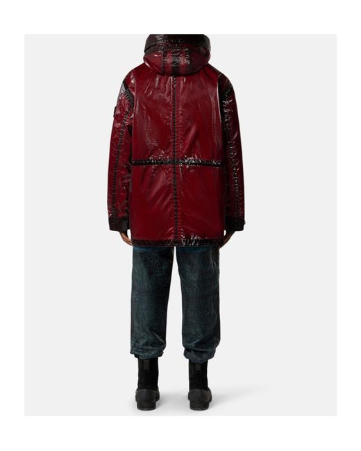 Stone Island Red Logo Patch Hooded Parka for men