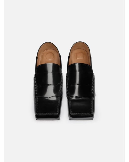 Jacquemus Black Leather Square-Toe Loafers