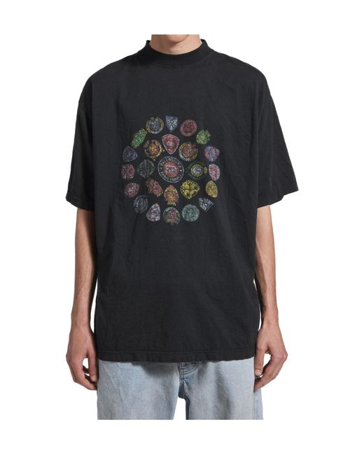 Balenciaga Black Graphic Printed Crewneck T-Shirt for men