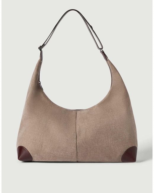 Brunello Cucinelli Brown Water-Resistant Canvas And Burnished Calfskin Messenger Bag for men