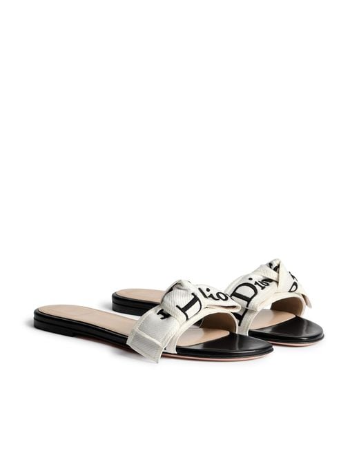 Dior White Round-Toe Flat Sandals