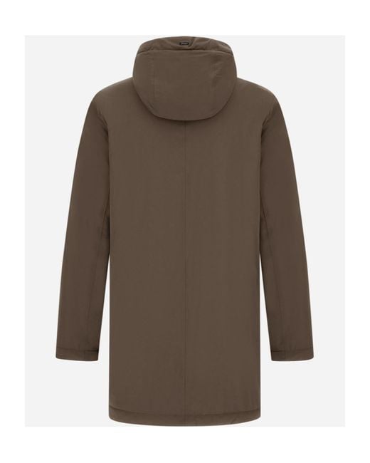 Herno Brown Zip-Up Hooded Parka for men