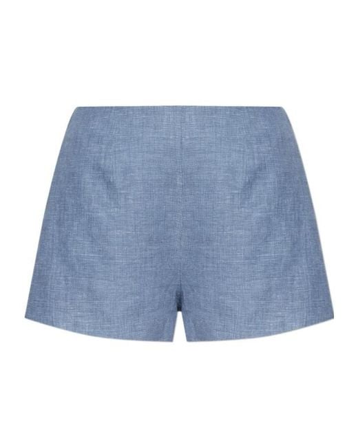 Posse Blue Button-Detailing Linen Tailored Shorts