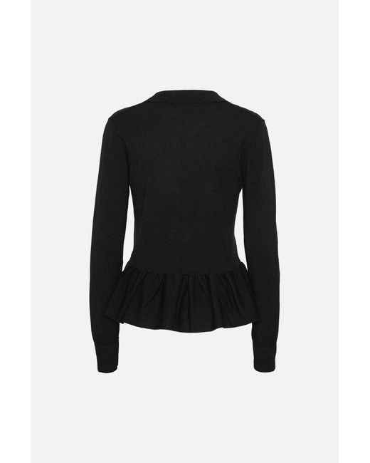 ROTATE BIRGER CHRISTENSEN Black Peplum Knit Top