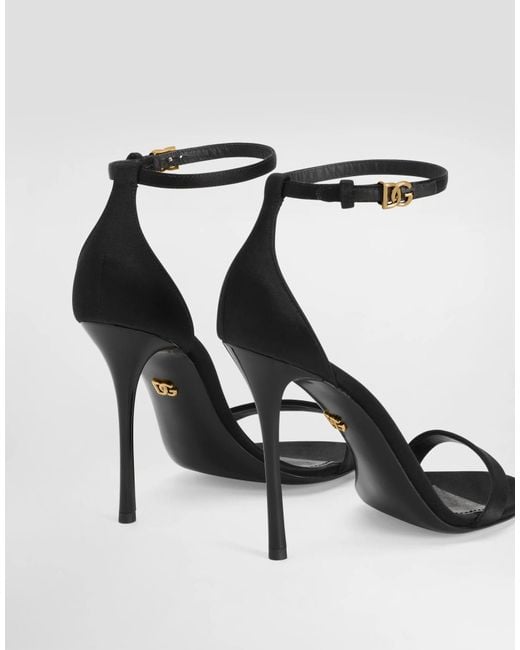 Dolce & Gabbana Black Logo Ankle-Strap Heeled Sandals