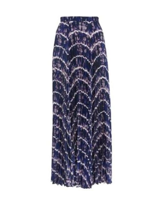 Altuzarra Blue Sif Printed Pleated Maxi Skirt