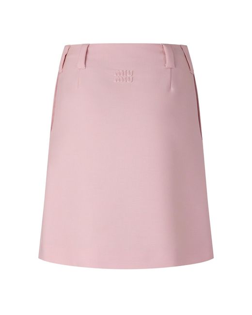 Miu Miu Pink Solid High-Waisted Wrap Mini Skirt