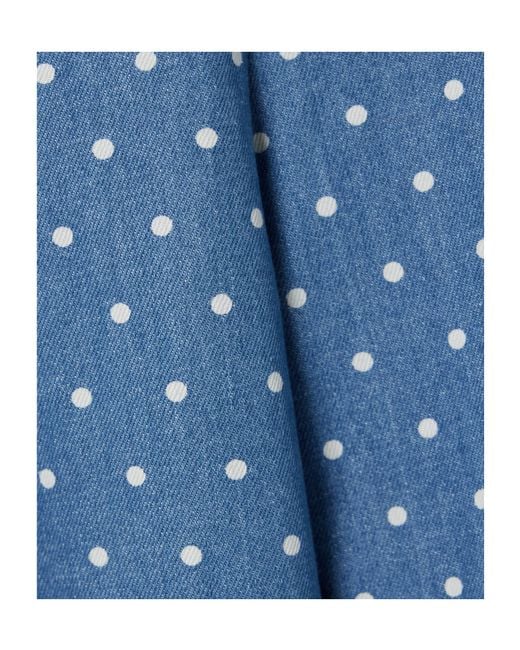 Carolina Herrera Blue Marisol Pleated Polka-Dot Wide Jeans