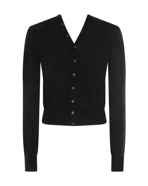 Alexander Wang Black Button-Up V-Neck Cardigan