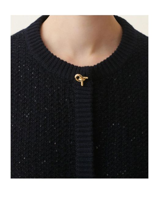 Fabiana Filippi Black Textured Embellished Cardigan