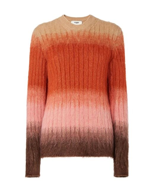 Fendi Orange Gradient Long-Sleeve Knitted Jumper