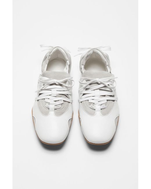 Acne White Leather Lace-Up Sneakers for men