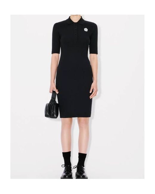 KENZO Blue 'Boke Flower 2.0' Embroidered Rib Polo Dress