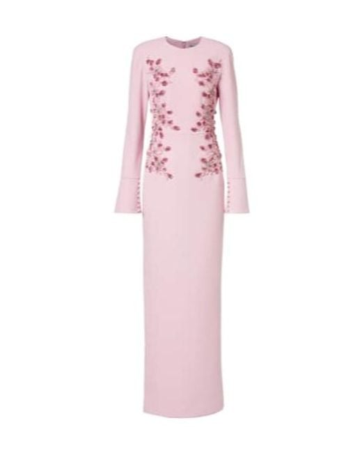 Rebecca Vallance Pink Lulee Embellished Floral Gown