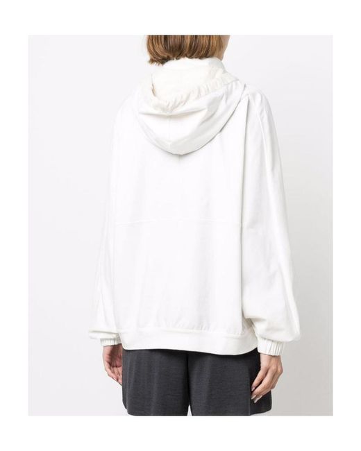Brunello Cucinelli White Short-Zip Pullover Hoodie