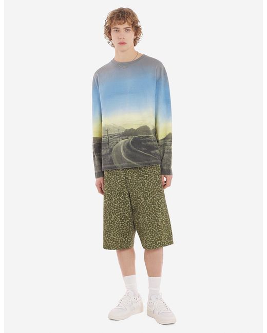 Maison Kitsuné Blue Long Sleeved T-Shirt for men