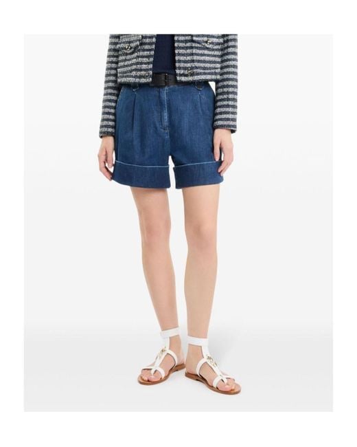 Fay Blue Logo Embroidered Denim Shorts