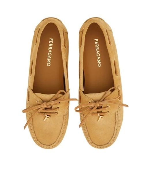 Ferragamo Natural Ferragamo Flippy Bow Detail Flat Shoes