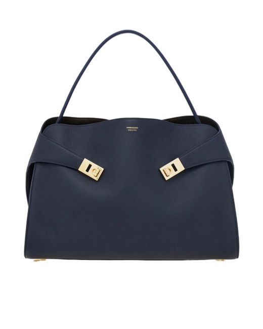 Ferragamo Blue Ferragamo Hug Large Shoulder Bag