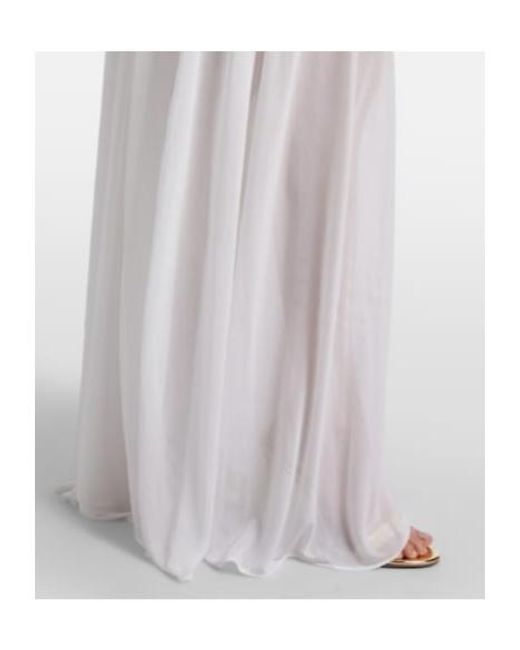 Christopher Esber White Stone Pin Draped Jersey Gown