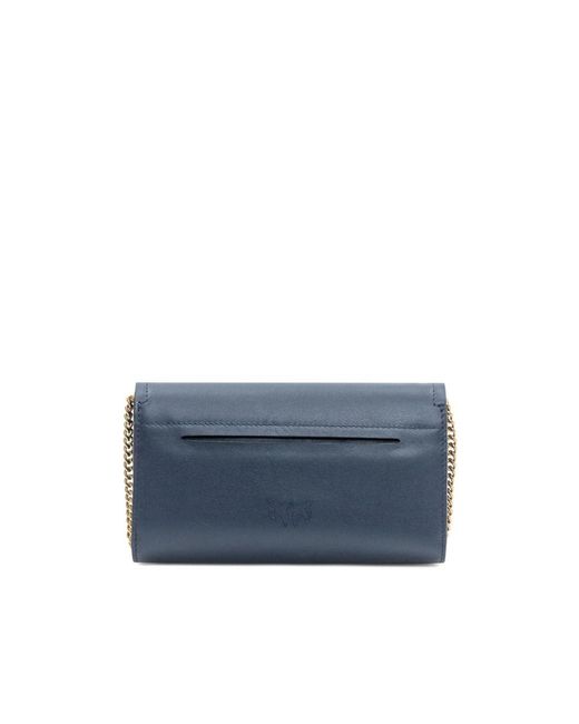 Pinko Blue Saddle Chain Shoulder Bag