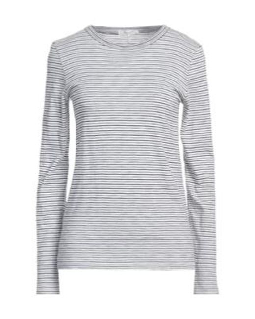 Rag & Bone Gray Fine Horizontal Stripe Crew-Neck Long-Sleeve Top