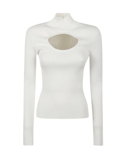 Courreges White Roll-Neck Cut-Out Jumper