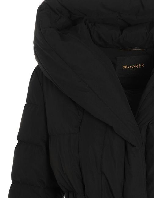 Moorer Black Hooded Down Jacket