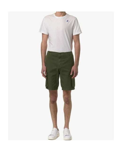 K-Way Green Cargo Pocket Shorts for men