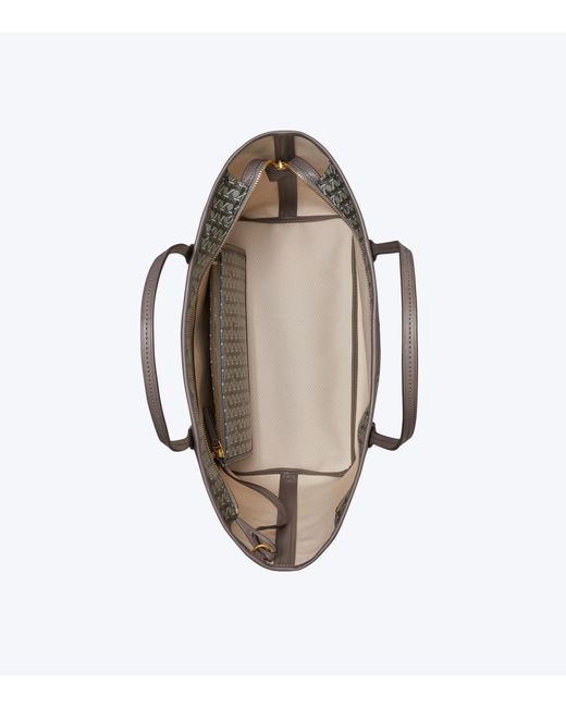 Tory Burch Gray Basketweave Canvas Bag