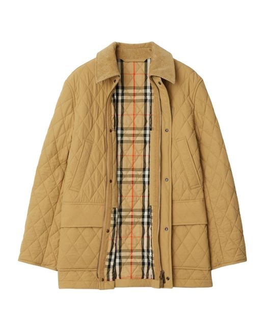 Burberry Natural Logo Patch Diamond-Quilted Jacket