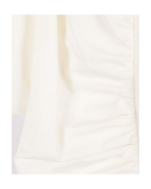 Isabel Marant White Ruffle-Neck Ruched Blouse