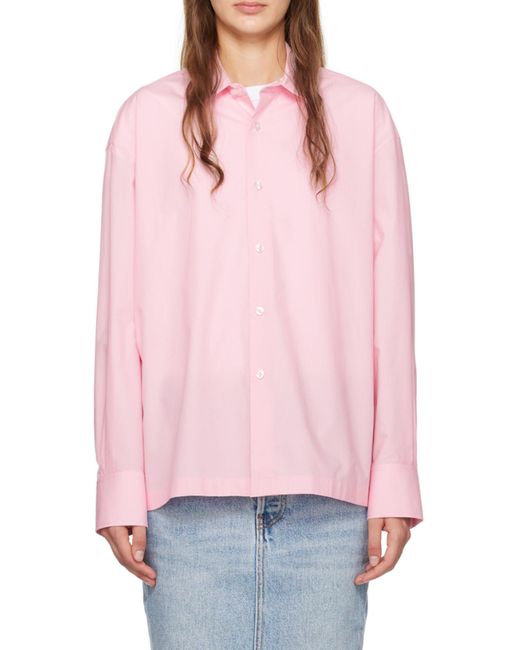 T By Alexander Wang Pink Logo Embroidered Buttoned Shirt