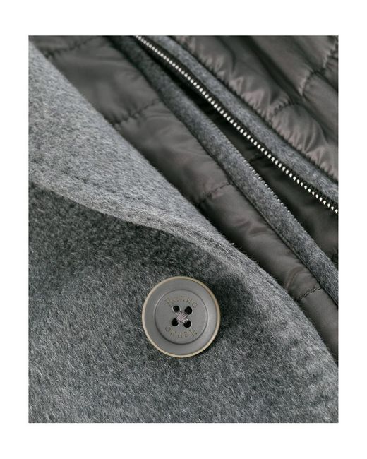 Herno Gray Single-Breasted Layered Coat for men