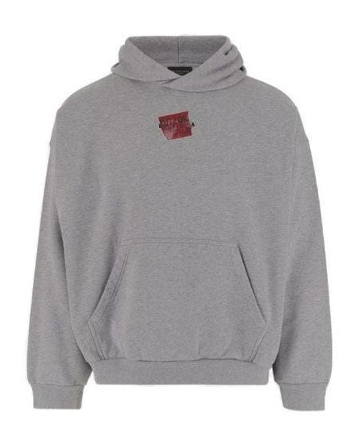 Balenciaga Gray Taped Logo Hoodie for men