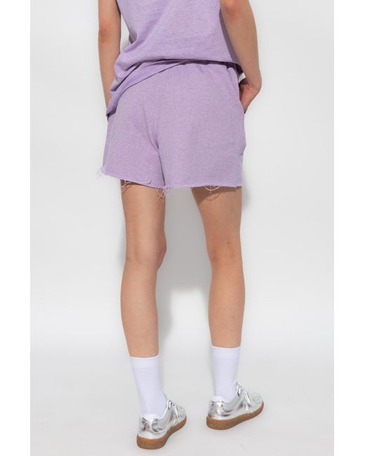 Ganni Purple Logo-Embroidered Drawstring Shorts