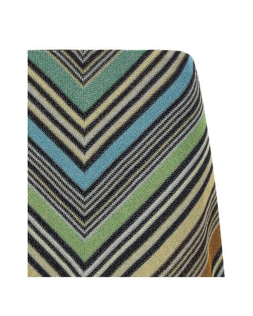 Missoni Green Chevron Lamé Mini Skirt