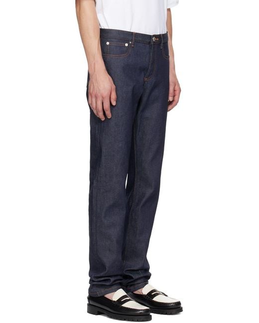 A.P.C. Blue Belt-Strap Jeans for men