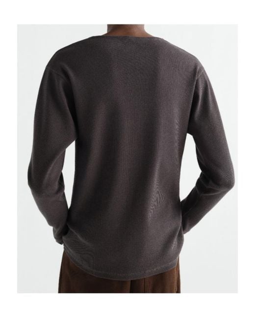 Lemaire Black Long-Sleeve Henley T-Shirt for men