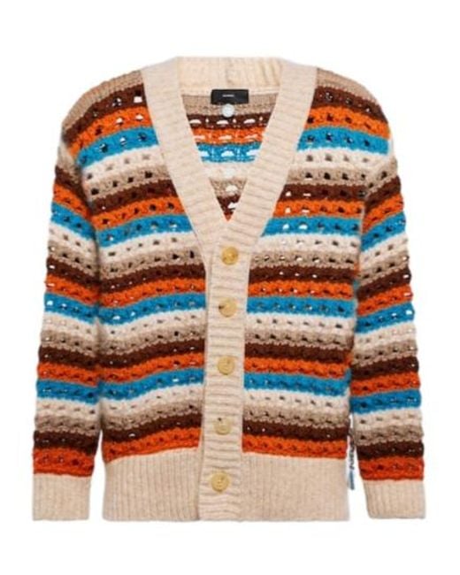 Alanui Orange Dancing Light Crocheted Wool-Blend Cardigan for men